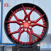 Rines de Alta Gama de Dos Piezas en Negro Brillante con Acabado Rojo Forjado 5*114.3 5*120 5*127 18 19 20 21 22 para Mustang Challenger Camaro