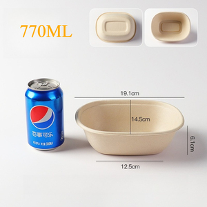 Kotak Kertas Kraft Ramah Lingkungan dari Bahan Daur Ulang untuk Kemasan Salad, Buah, Sushi, dan Makanan Bawa Pulang, Dilengkapi Tutup, Kapasitas 620ml 770ml, dari Pemasok Cina - Product Image 3