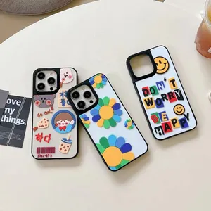 3D three-dimensional mobile phone case for iPhone 15 Pro max 14 plus 13 12 11 7 8 se English alphabet ice cream girl Cute Case
