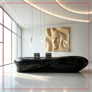 Mostrador de Recepción de Lujo de Fibra de Vidrio para Vestíbulo, Mostrador Frontal Moderno con Diseño Curvo Artístico para Interiores de Edificios - Product Image 1