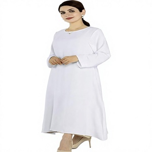Abaya Modeste pour Femme, Robe Longue à Manches Longues et Col Rond, Couleur Unie, Respirante, Coupe Ample, Style Moyen-Orient, Tenue de Prière - Product Image 1