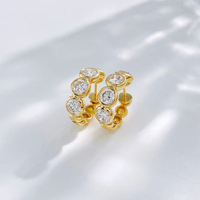 Orecchini a Cerchio di Lusso in Oro Giallo 18K con Diamanti Coltivati in Laboratorio, Stile Retrò a Bolle, Gioielli Raffinati per Donne