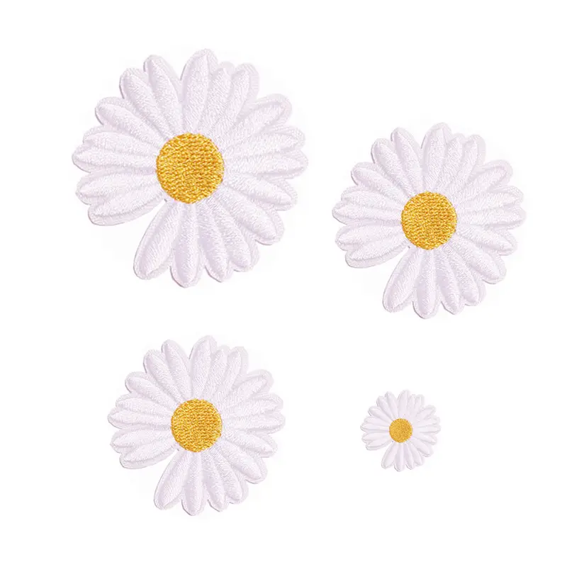 Factory in stock embroidery patch embroidery cloth stick cartoon Daisy cloth patch Stick Hand DIY garment accessories