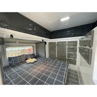 Caravanes japonaises 4 Birth Pop Out System, 12v TV, luxe, tout noir, tourisme, grande caravane hybride Pt15 Offraad solaire hors réseau, 16 pieds
