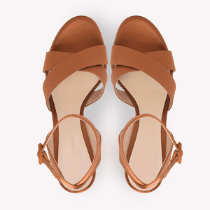 Sandales à plateforme en satin pour femmes, talon bloc, lanières croisées, boucle à la cheville, talons de soirée, bout rond, vente en gros OEM - Product Image 3