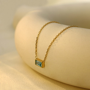 Minimalist Geometric Zircon Necklace Gold Chain Bezel Setting For Women Gift Jewelry - Product Image 2