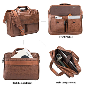 Sac messager bandoulière personnalisé en cuir PU 17,3 pouces, résistant à l'eau, pour affaires et voyages, porte-documents, sacoche d'ordinateur avec logo - Product Image 3