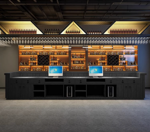 Công Nghiệp Phong Cách Arc Hình Quầy <span class=keywords><strong>Bar</strong></span> Cho Nhà Hàng Cửa Hàng Cổ Điển Tiền Mặt Đăng Ký Thiết Kế Cho Billiard Halls Thịt Nướng - Product Image 5