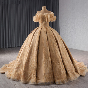 Jancember 241066 Robes de soirée élégantes en dentelle dorée à épaules dénudées - Product Image 4