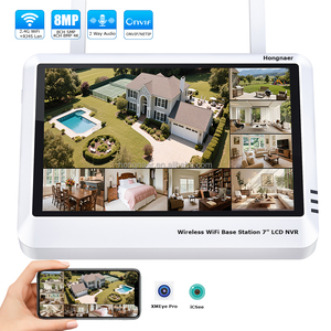 Station de base sans fil <span class=keywords><strong>WiFi</strong></span> Hongnaer H.265 avec audio bidirectionnel, 5MP, 8MP, 4K, 8 canaux, XMEye Pro, ICSee, <span class=keywords><strong>enregistreur</strong></span> vidéo réseau <span class=keywords><strong>NVR</strong></span> avec écran LCD 7 pouces - Product Image 1