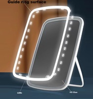 Cermin Kosmetik Plastik Portabel dengan Lampu LED dan Kaca Pembesar untuk Riasan