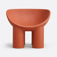 Fauteuil d'appoint moderne pour salon, chambre, hall d'hôtel, siège en plastique PE, design incurvé, couleur terre cuite