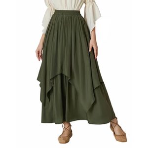 Ankle-Length Umbrella Design Casual <b>Skirts</b> Slimming High Waist <b>Elastic</b> Breathable Chiffon Washable Women's Summer A-Line Retro - Product Image 1
