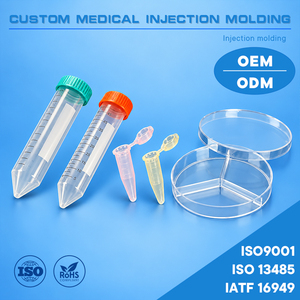 Tubes de centrifugation de laboratoire ISO 13485, micro-vials, tubes à bouchon à clip, plaques Petri, matériel plastique transparent - Product Image 1