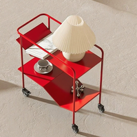 Chariot de rangement portable compact en métal, meuble décoratif créatif, table d'appoint de rangement, avec plateau amovible pour boissons