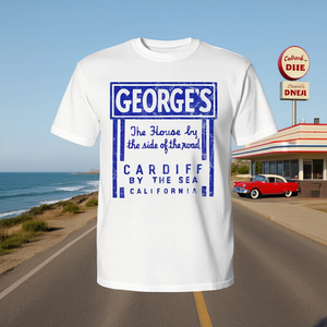 Camiseta de manga larga de George's Cardiff By The Sea California con publicidad vintage del restaurante - Product Image 3