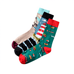 Calcetines de vestir geométricos de tripulación alta para hombre <span class=keywords><strong>Uniq</strong></span> cambia el puño inferior otoño patrón de dibujos animados de sublimación único para hombre talla única - Product Image 1