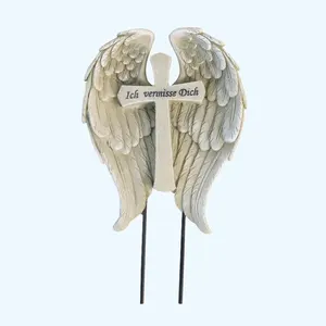 Grave Decorations for Cemetery Angel Wings with Spikes for Garden Decorations Waterproof Garden Statues Memorial Gifts