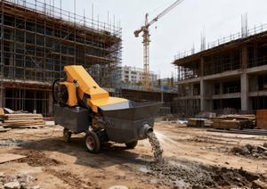 La pompe à béton peut transporter des granulats jusqu'à 3 cm de diamètre. Il convient au transport du béton dans la construction d'ouvrages d'ingénierie. - Product Image 4