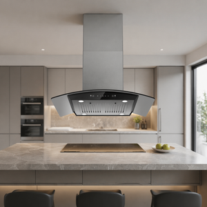 <span class=keywords><strong>Campana</strong></span> <span class=keywords><strong>extractora</strong></span> de isla de acero inoxidable con panel táctil de 90 cm, cubierta de chimenea extensible y ventilación para cocina doméstica - Product Image 2