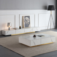 Ensemble de meubles de luxe nordiques, meuble TV et table basse, design avec grand rangement, support TV