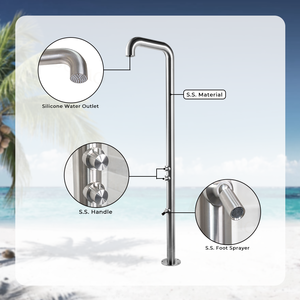 Doccia a Pioggia Moderna in Acciaio Inox da Terra con 2 Funzioni per Piscina Esterna - Product Image 4
