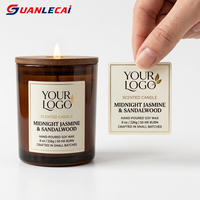 Étiquettes personnalisées pour pots de bougies, rouleaux d'étiquettes autocollantes imperméables, logo privé en feuille d'or de luxe, étiquettes en rouleau pour l'emballage des bougies parfumées