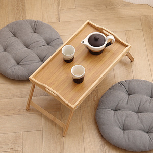 Lazy Table Bamboo Folding <b>Desk</b> With Tray For Tea Coffee Bedside Use <b>Solid</b> <b>Wood</b> Design Compact Portable Study Table - Product Image 1