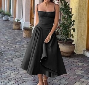 IStapromo Regalos para Mujer, Vestido Midi con Tirantes Finos, Estilo Vintage, Escote Corazón, Corte en A, Dobladillo Fluido, Elegante para Fiestas y Citas - Product Image 5
