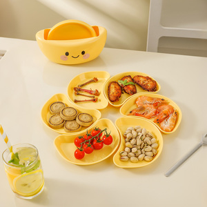 Assiette double couche en forme de lingot pour la maison, compatible OEM, en plastique PP réutilisable, pour collations et fruits - Product Image 1