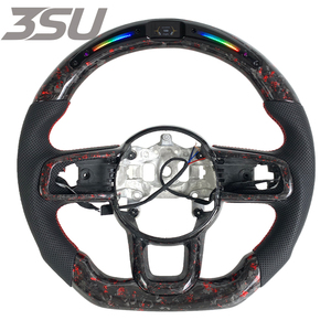 Volant de direction en cuir et fibre de carbone forgé de style sportif pour <span class=keywords><strong>Jeep</strong></span> Wrangler Gladiator 2018-2026, intérieur de voiture, style LED - Product Image 1