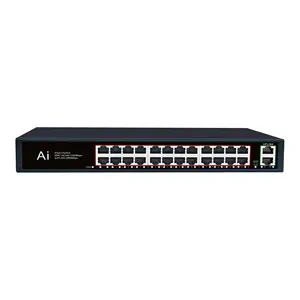 Interruptor Ethernet Gigabit OEM de 24 puertos, conmutador de red de montaje en estante 1U con 2 puertos Uplink RJ45