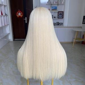 En stock, prêt à être expédié, blond 60 #    Perruque en dentelle de cheveux humains européens pour femmes blanches, cheveux Remy, perruque colorée - Product Image 3