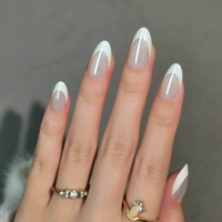 Presse carrée française sur les ongles Faux ongles de luxe réutilisables en gel doux faits à la main de haute qualité avec de la colle en gros