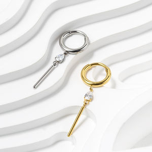 Модные серьги-кольца из титана ASTM F136 с подвесками и шарнирным сегментом для пирсинга ушей, женские украшения для пирсинга - Product Image 4