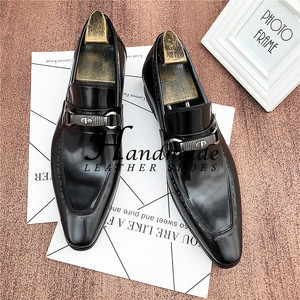 Chaussures en cuir pour hommes, à bout pointu, à enfiler, style montantes, pour le bureau et la carrière, en cuir véritable fait main - Product Image 6