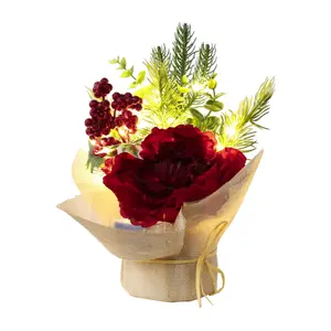 Simulato fiore di peonia ago di pino LED lampada regalo vaso utilizzato per la decorazione del tavolo dell'interno decorazione di nozze fiore artificiale