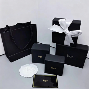 Pochette à bijoux noire de marque, directement de l'usine, avec logo, pour femmes, emballage cadeau de luxe, boîte à collier avec accessoires - Product Image 1