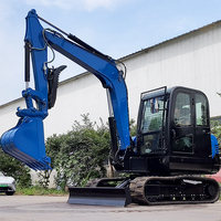 Excavatrice chinoise de 6 tonnes avec moteur Yanmar, grande cabine, pour la construction et l'agriculture