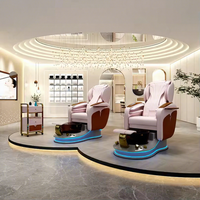 Équipement haut de gamme pour salon de manucure, fauteuil de massage électrique inclinable, fauteuil de pédicure de luxe avec spa pour les pieds et éclairage LED