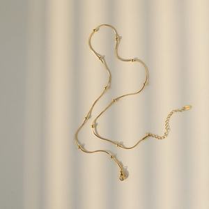 Collar de cadena de hueso de serpiente redondo de acero inoxidable a la moda, accesorios de joyería, collar gargantilla con cadena de cuentas de clip en capas - Product Image 3