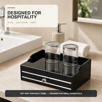 Boîte de rangement en acrylique pour articles de toilette jetables d'hôtel, personnalisable, pour salle de bain, lavabo, présentoir dentaire, boîte de bureau