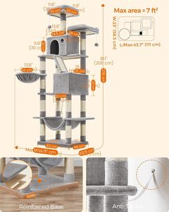 Wooden <b>Cat</b> Tree, <b>Large</b> <b>Cat</b> Tree Tower, Multi-Level Plush Condo with <b>Scratching</b> <b>Post</b> - Product Image 3