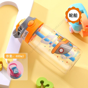 Bouteille d'eau portable en plastique de 480 ml pour enfants avec paille, motif dessin animé mignon, vente en gros, offre spéciale - Product Image 3