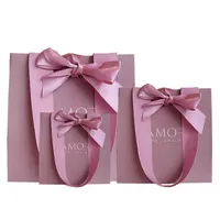Sac Cadeau Personnalisé en Papier Recyclé Couleur Ivoire pour Vêtements, Avec Ruban et Votre Propre Logo, Luxe Crème Beige pour Shopping