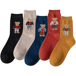 Wholesale Bulk Winter Cute <strong>Teddy</strong> <strong>Bear</strong> Cartoon <strong>Socks</strong> Women Comfy Warm Wool Crew <strong>Socks</strong> - Product Image 1