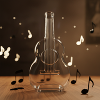 Bouteille à spiritueux en verre transparente de forme de guitare au design unique de qualité supérieure pour distillerie 750 ml de whisky 700 ml de tequila 500 ml de rhum