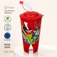 Haute qualité Portable 500ml ensemble de verres en plastique couvercle paille OEM vente chaude enduit pour enfants retour école sûr pour lave-vaisselle