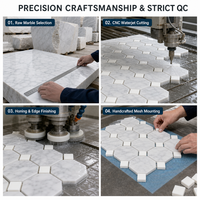Carreaux carrés et mosaïque octogonale en marbre naturel poli de haute qualité pour les murs de salle de bain et les crédences de cuisine