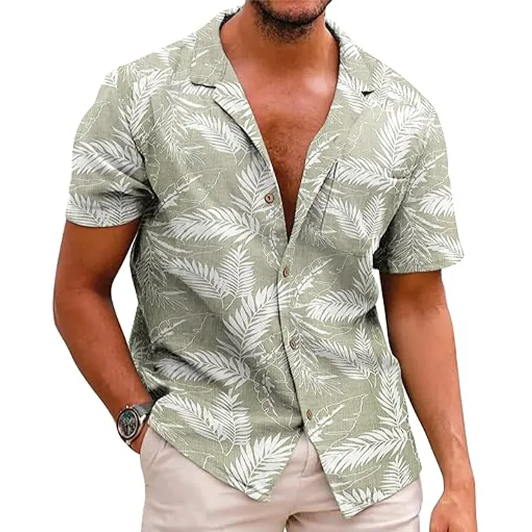 Produttori di camicie da uomo hawaiane da spiaggia estive personalizzate con stampa di Design OEM